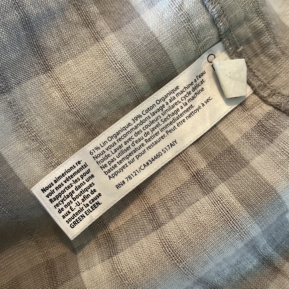 EILEEN FISHER Size Large Plaid Print Midi Tank Organic Cotton Linen breathable - Picture 12 of 15